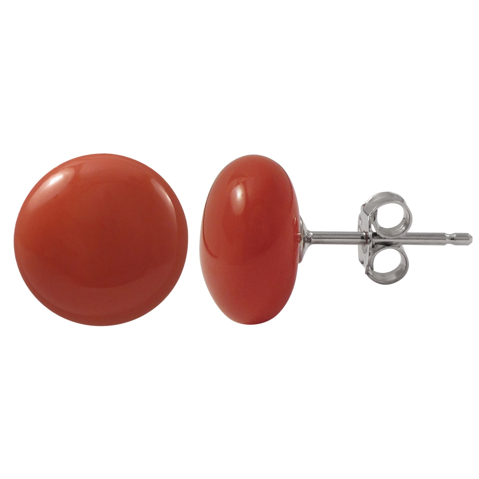 4MM Sterling Silver Polished Red Glass Post Earrings