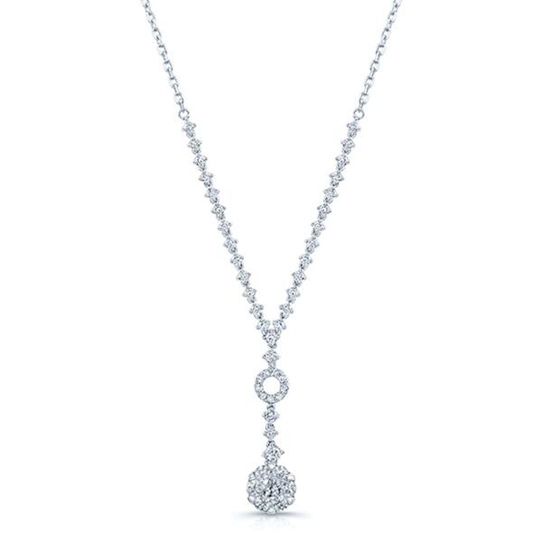 slide 1 of 3, 14k White Gold 1 1/3ct TDW Diamond Cluster Y-necklace