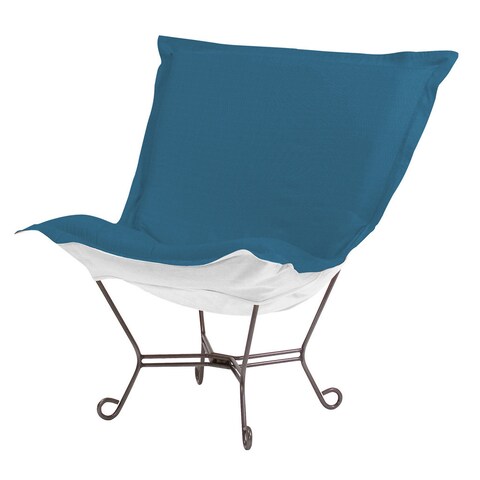 Scroll Puff Chair with Cover, Titanium Frame, Seascape Turquoise