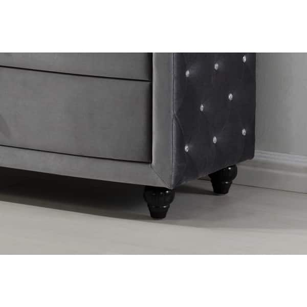 Shop Meridian Hudson Grey Velvet Night Stand Overstock 12245394