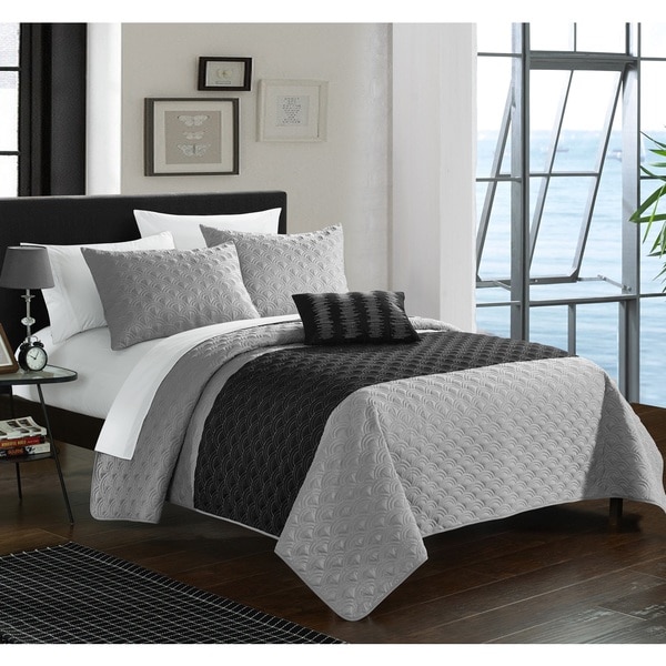 Chic Home Walker Grey 4-Piece Quilt Set