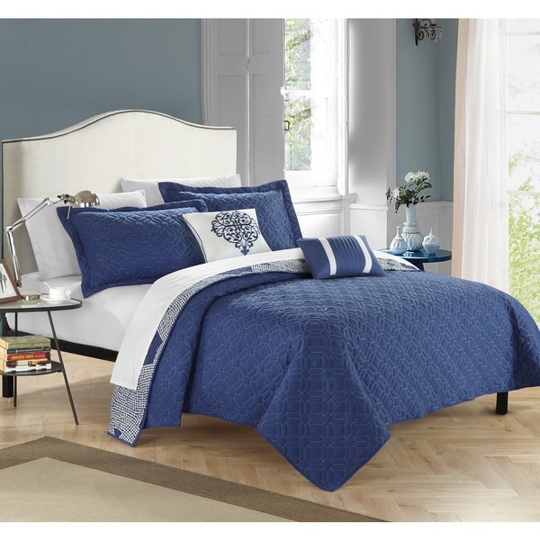 Chic Home Pandora Navy 5-piece Quilt Set