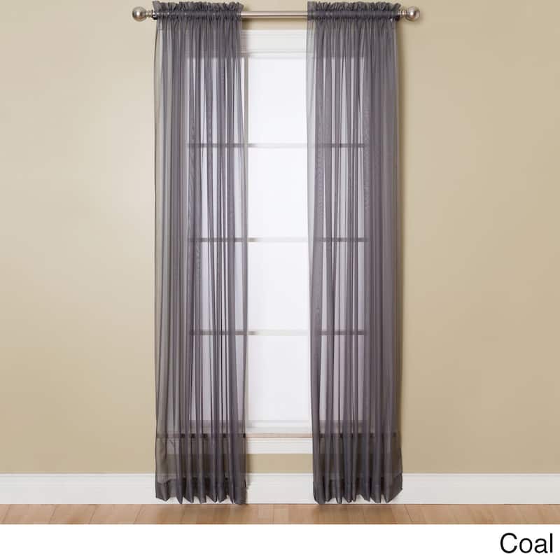 Miller Curtains Angelica 59-inch x 63-inch Rod Pocket Sheer Panel - 59 x 63 - Coal