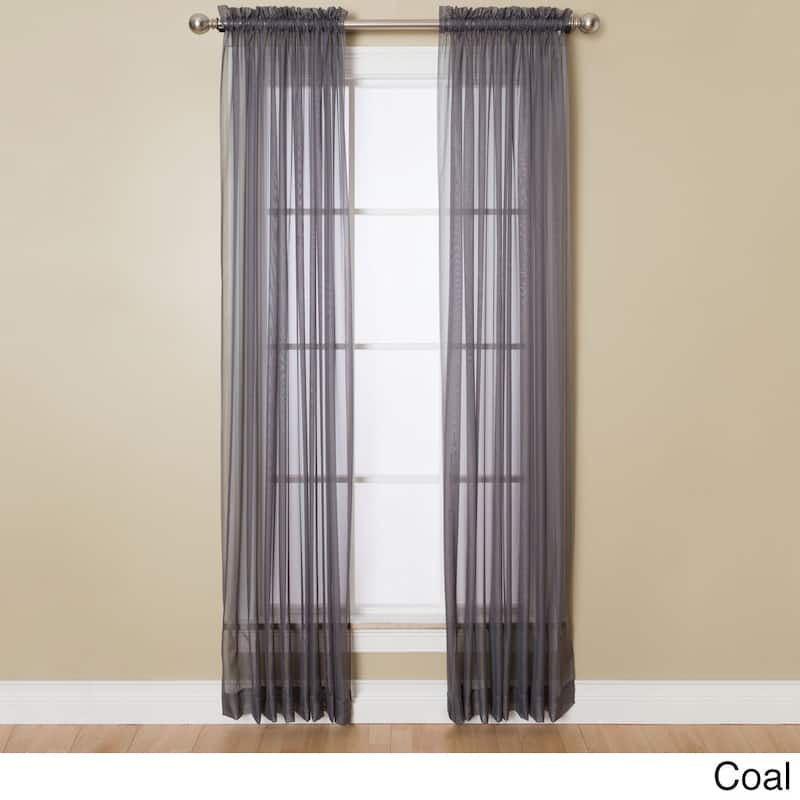 Miller Curtains Angelica 108-inch Rod Pocket Sheer Panel - 56 x 108 - Coal