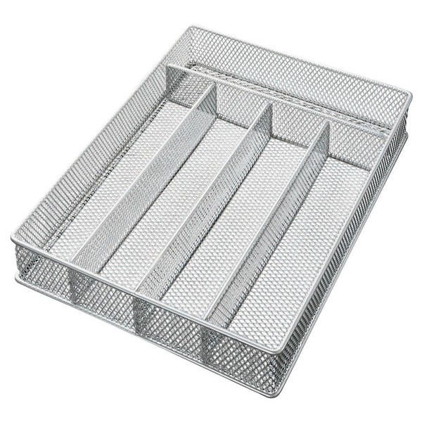 Silver Steel Mesh Expandable Cutlery Tray - On Sale - Bed Bath