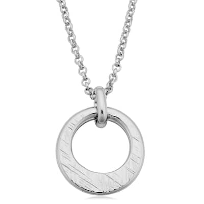 Argento Italia Sterling Silver Stylish Circle Pendant On Rolo Chain Necklace (18 inches)