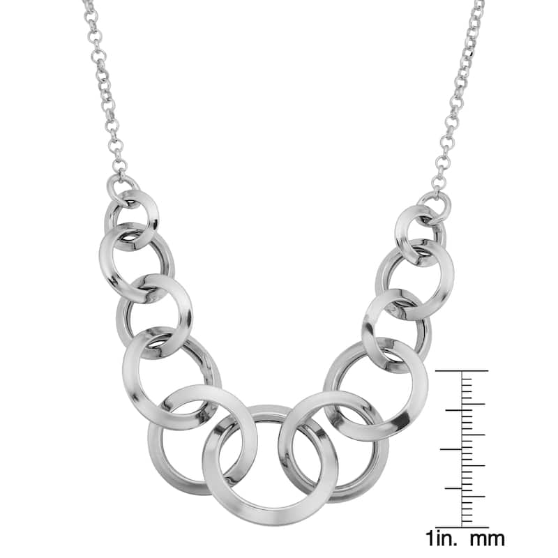 Argento Italia Sterling Silver Graduated Circles Necklace (18 inches)