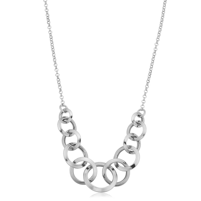 Argento Italia Sterling Silver Graduated Circles Necklace (18 inches)