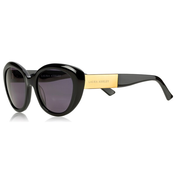 Laura Ashley Ladies Black Cat Eye Sunglasses With Matt Gold Temples