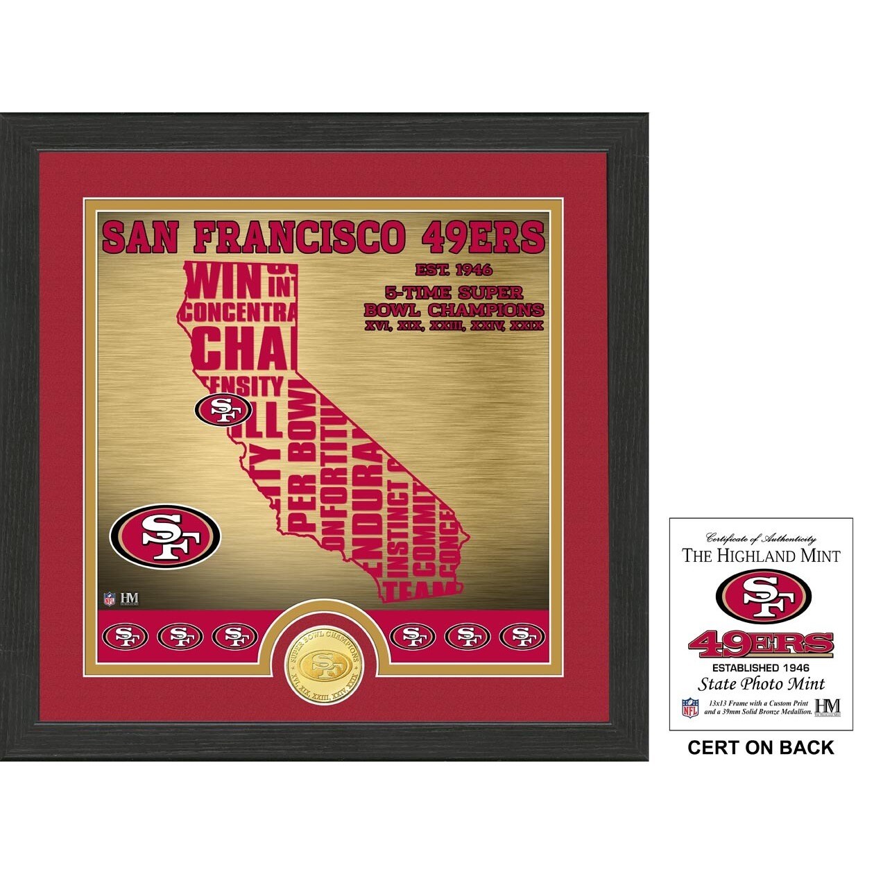 San Francisco 49ers Super Bowl Tradition Bronze Coin Photo Mint