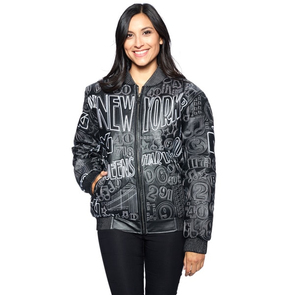 Wilda Leather Women S New York Black Embroidered Jacket Wilda Leather Women S New York Black Embroidered Jacket