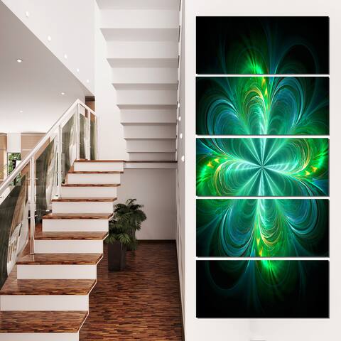 Green Fractal Flower Blooming - Large Abstract Art Canvas Print