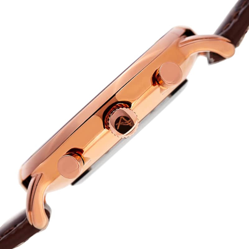August Steiner Men's Swiss Quartz Multifunction Dual-Time Leather Brown Strap Watch