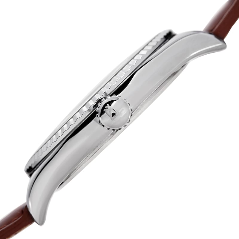 August Steiner Men's Quartz Luxury Gold Leather Silver-Tone Strap Watch