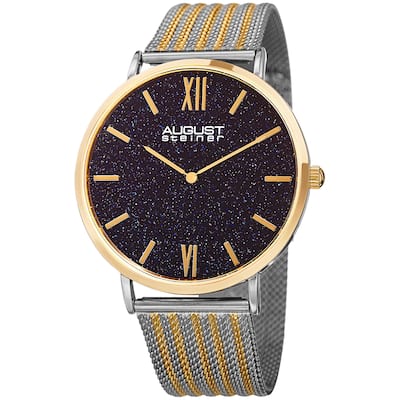 August Steiner Men's Quartz Easy-to-Read Stainless Steel Two-Tone Bracelet Watch