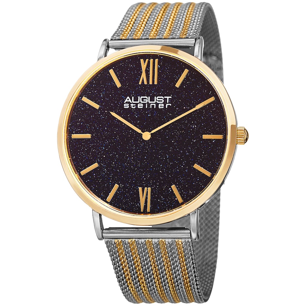 August Steiner Men's Quartz Easy-to-Read Stainless Steel Two-Tone Bracelet Watch