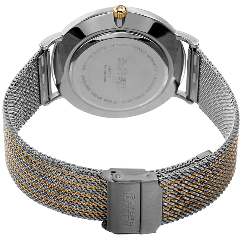 August Steiner Men's Quartz Easy-to-Read Stainless Steel Two-Tone Bracelet Watch