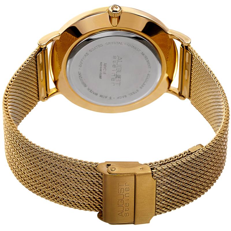 August Steiner Men's Quartz Easy-to-Read Stainless Steel Gold-Tone Bracelet Watch