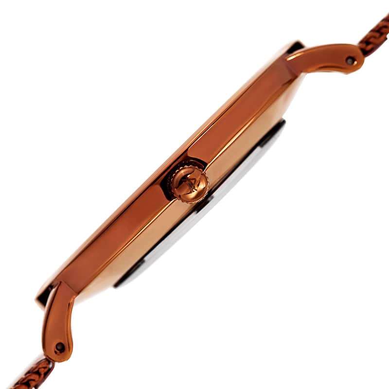 August Steiner Men's Quartz Easy-to-Read Stainless Steel Brown Bracelet Watch