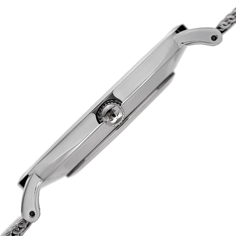 August Steiner Men's Quartz Easy-to-Read Stainless Steel Silver-Tone Bracelet Watch