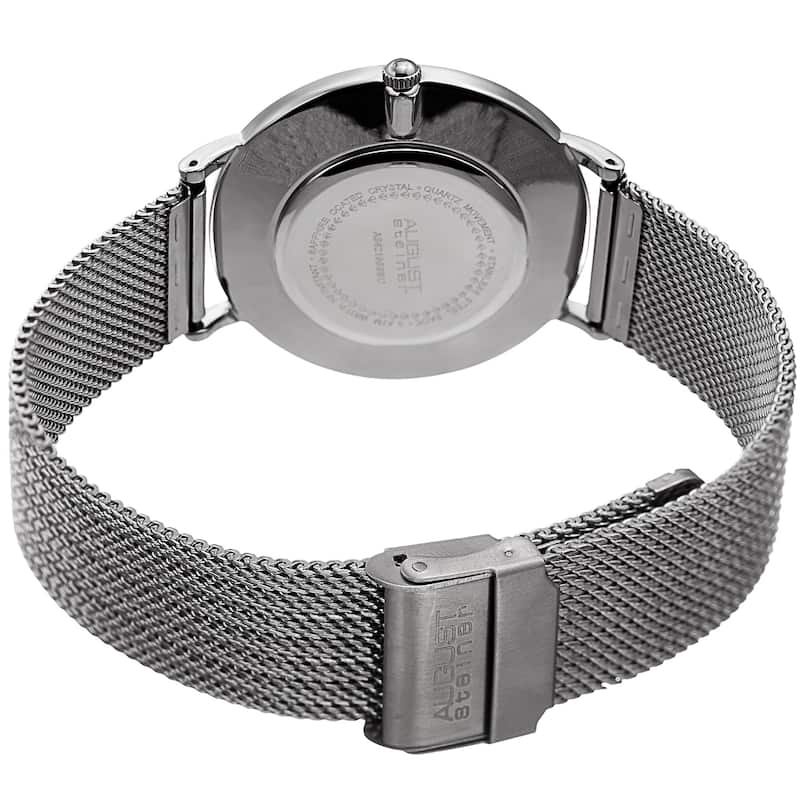 August Steiner Men's Quartz Easy-to-Read Stainless Steel Silver-Tone Bracelet Watch