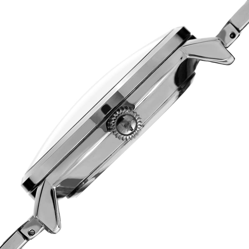 August Steiner Men's Classic Quartz Easy-to-Read Stainless Steel Silver-Tone Bracelet Watch