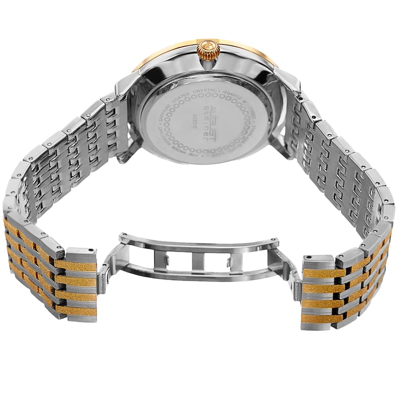 August Steiner Men's Classic Quartz Easy-to-Read Stainless Steel Two-Tone Bracelet Watch