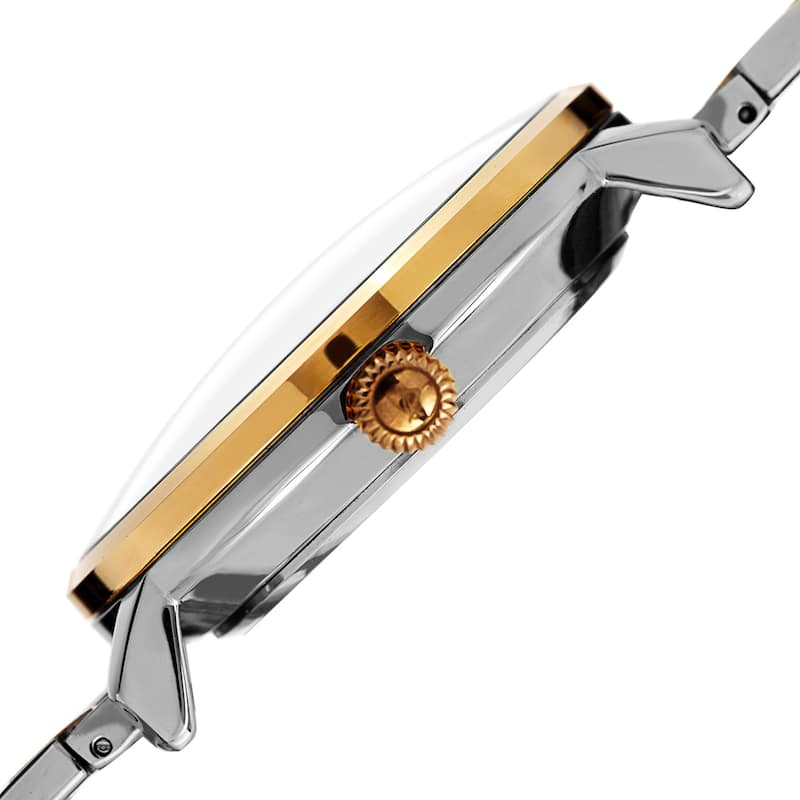 August Steiner Men's Classic Quartz Easy-to-Read Stainless Steel Two-Tone Bracelet Watch