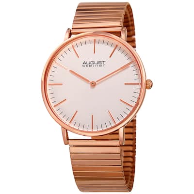 August Steiner Men's Classic Quartz Stainless Steel Rose-Tone Bracelet Watch