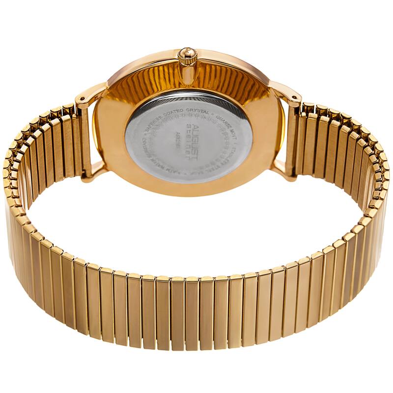 August Steiner Men's Classic Quartz Stainless Steel Gold-Tone Bracelet Watch