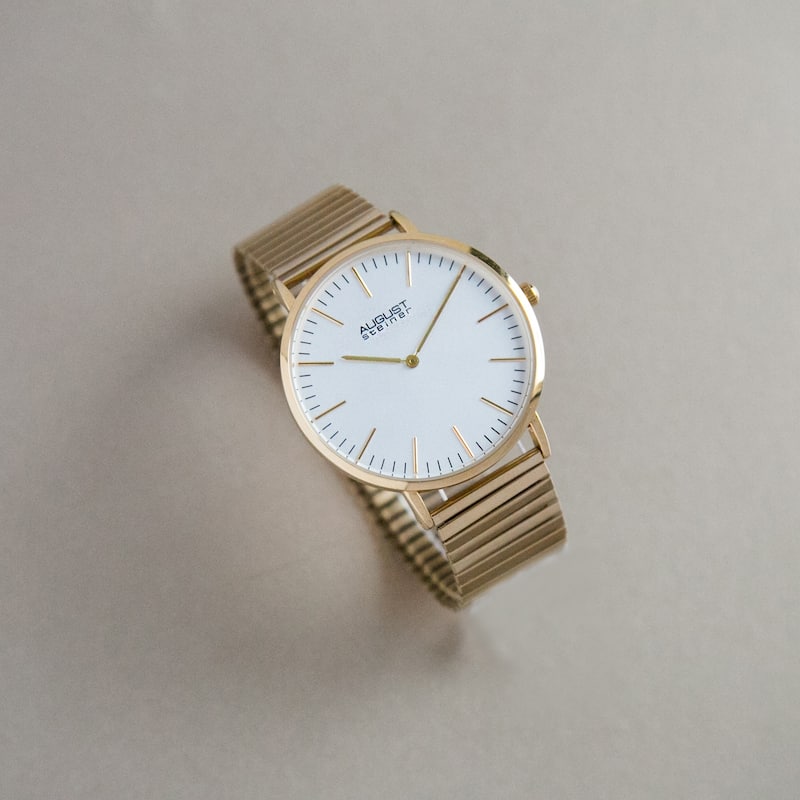 August Steiner Men's Classic Quartz Stainless Steel Gold-Tone Bracelet Watch