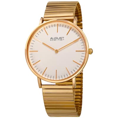 August Steiner Men's Classic Quartz Stainless Steel Gold-Tone Bracelet Watch