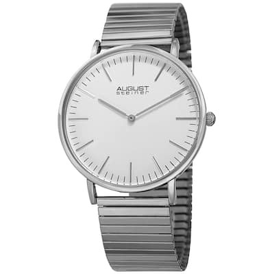 August Steiner Men's Classic Quartz Stainless Steel Silver-Tone Bracelet Watch