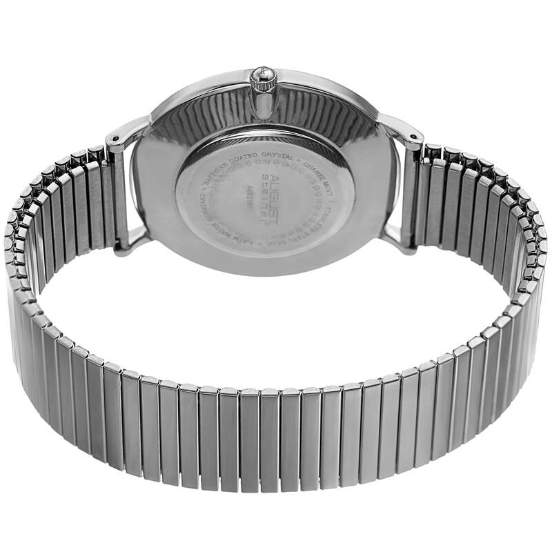 August Steiner Men's Classic Quartz Stainless Steel Silver-Tone Bracelet Watch