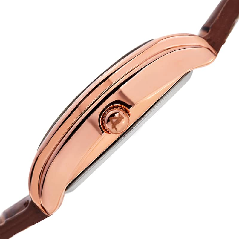 August Steiner Women's Quartz Luxury Gold Leather Brown Strap Watch