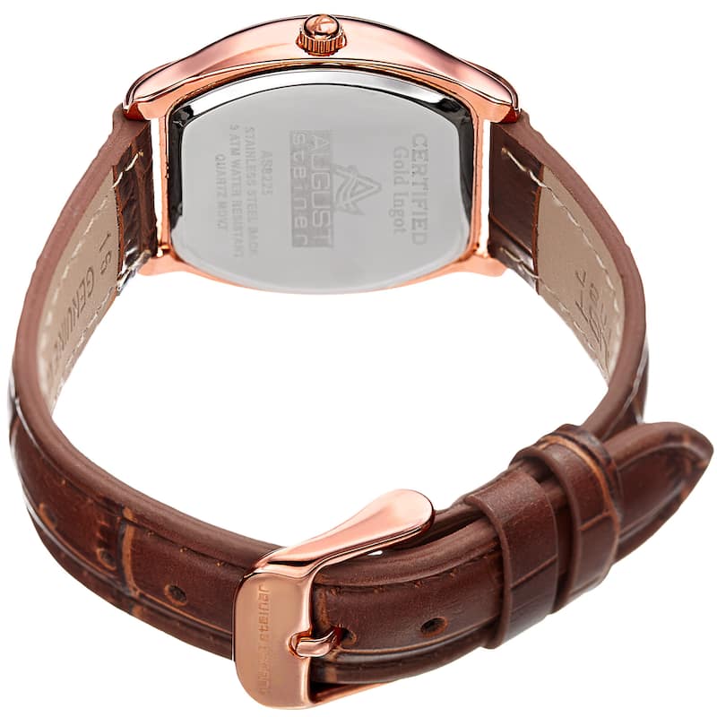 August Steiner Women's Quartz Luxury Gold Leather Brown Strap Watch