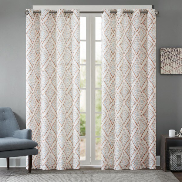 INK+IVY Bas Printed Etched Diamond Single Curtain Panel