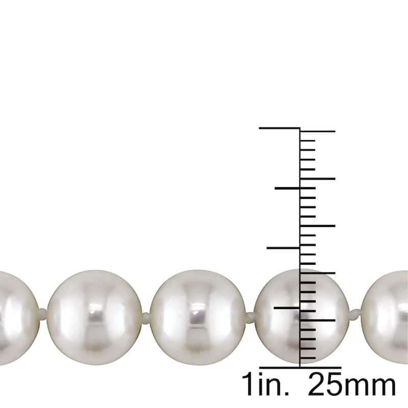 Miadora 14k White Gold Cultured Freshwater Pearl Strand and Diamond Accent 18 inch Necklace (9.5-10.5mm)