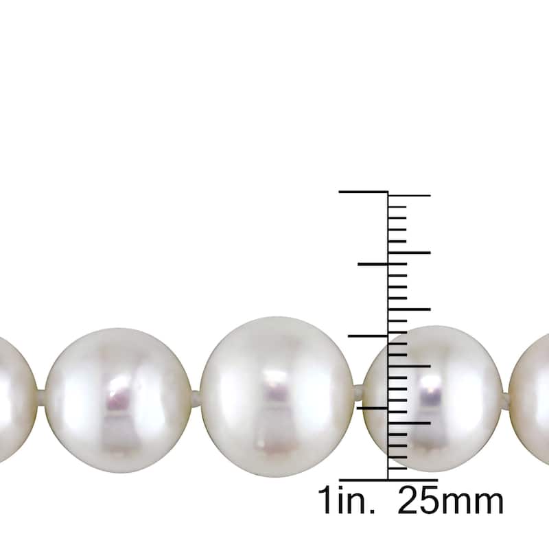 Miadora 14k White Gold Cultured Freshwater Pearl Strand and Diamond Accent 18 inch Necklace (12.5-14.5mm)