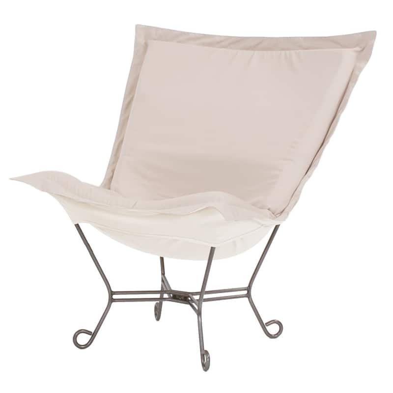 Allan Andrews Scroll Puff Chair with Cover, Titanium Frame, Seascape Sand