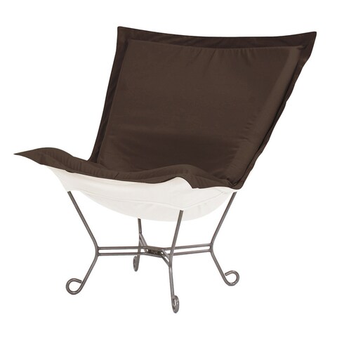 Scroll Puff Chair with Cover, Titanium Frame, Seascape Chocolate