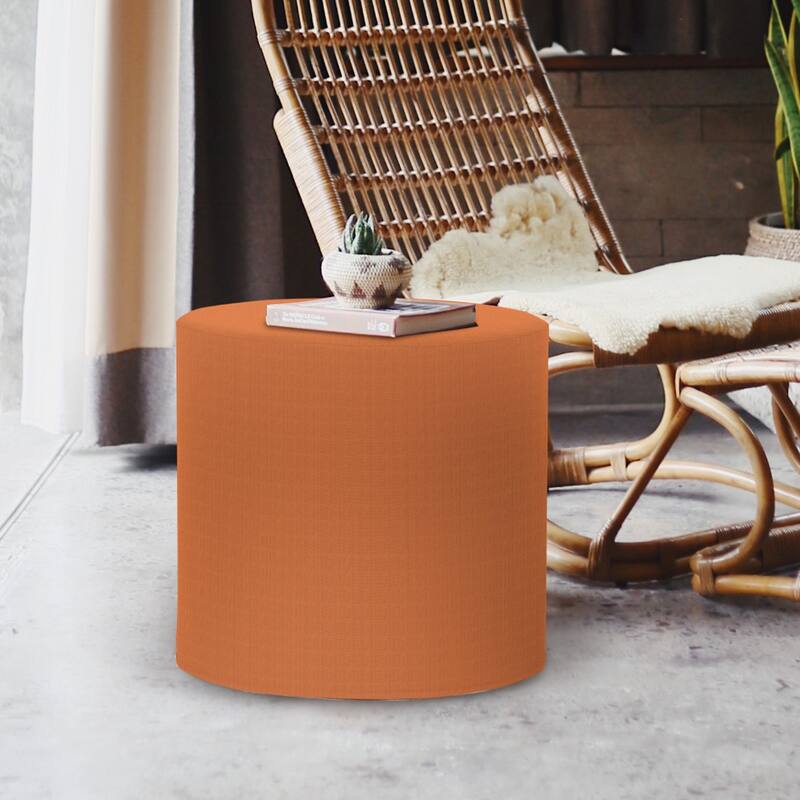 Allan Andrews No Tip Cylinder Ottoman with Cover, Seascape Canyon - All Seasons - Stools - Acrylic - Orange - Assembled - Medium - Bohemian & Eclectic/Beach