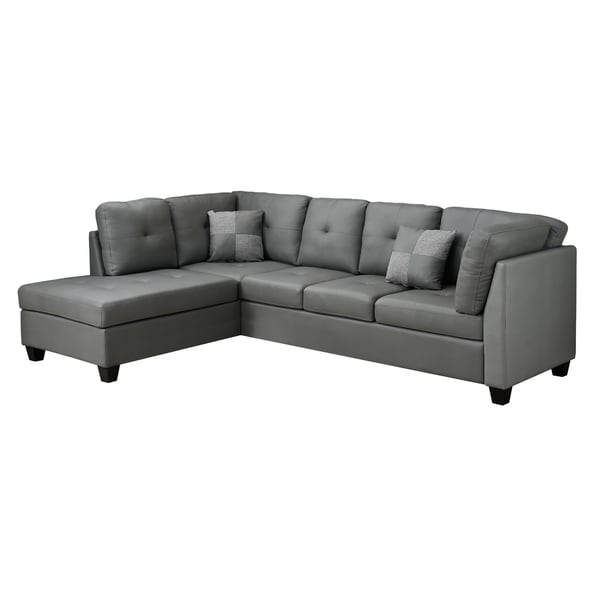 Shop Light Grey Bonded Leather Sofa Sectional - Overstock - 12254038