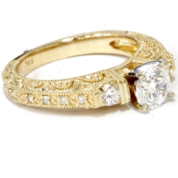 Shop 14k Yellow Gold 1 1 3ct Tdw Eco Friendly Lab Grown Vintage Filigree Diamond Engagement Ring On Sale Overstock 12254058