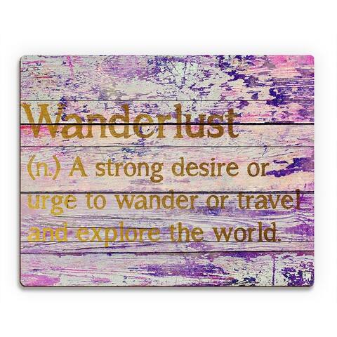 'Wanderlust Definition - Gold' Wall Graphic on Wood