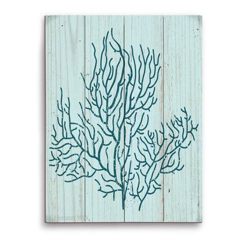 'Coral Silhouette Blue' Wall Graphic on Wood