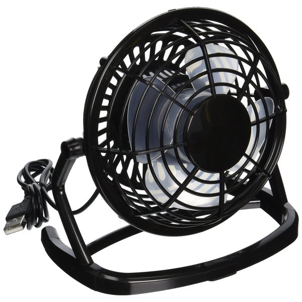 USB Mini Desktop Black Metal Cooling Fan with Adjustable Direction