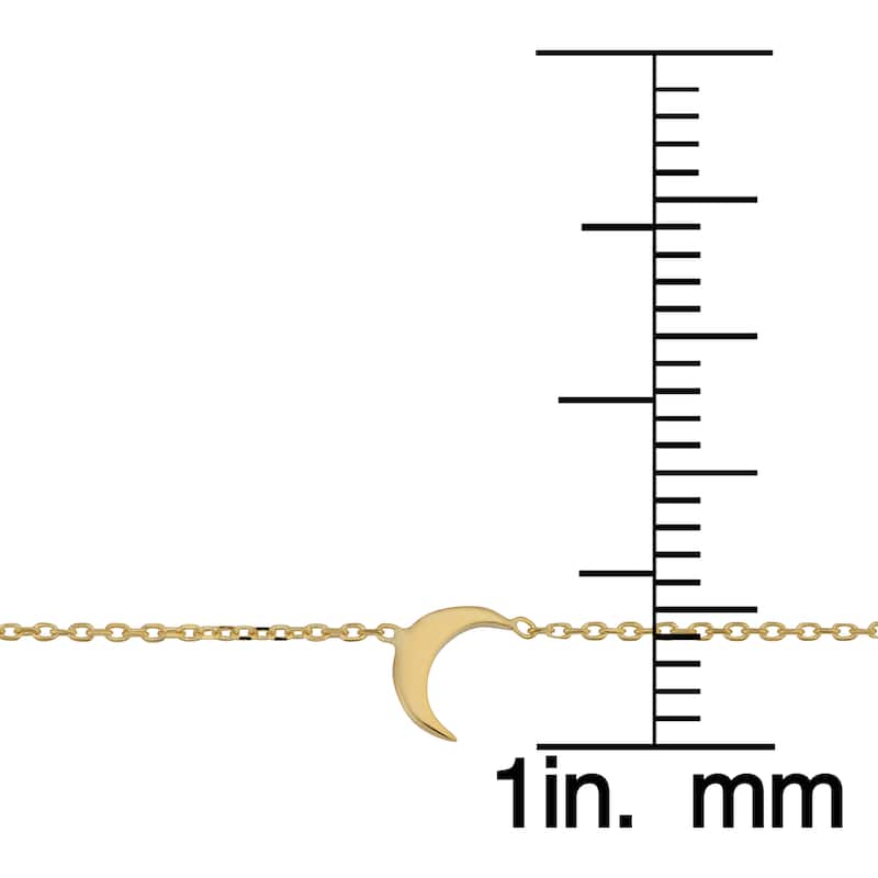 Fremada Italian 14k Yellow Gold Crescent Moon Adjustable Length Anklet