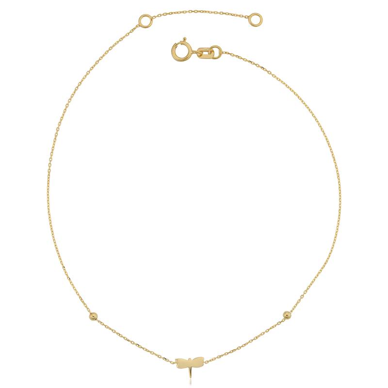 Fremada Italian 14k Yellow Gold Dragonfly Adjustable Length Anklet