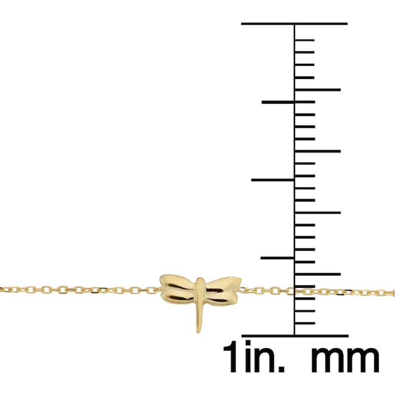 Fremada Italian 14k Yellow Gold Dragonfly Adjustable Length Anklet